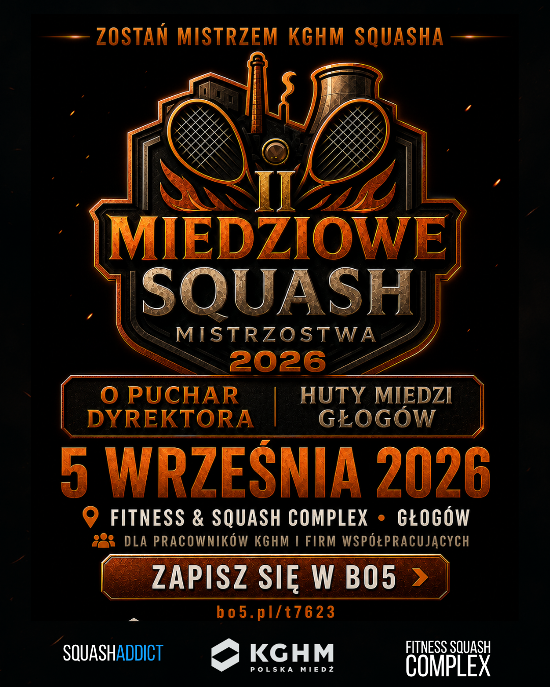 Plakat II Miedziowych Squash Mistrzostw KGHM 2026