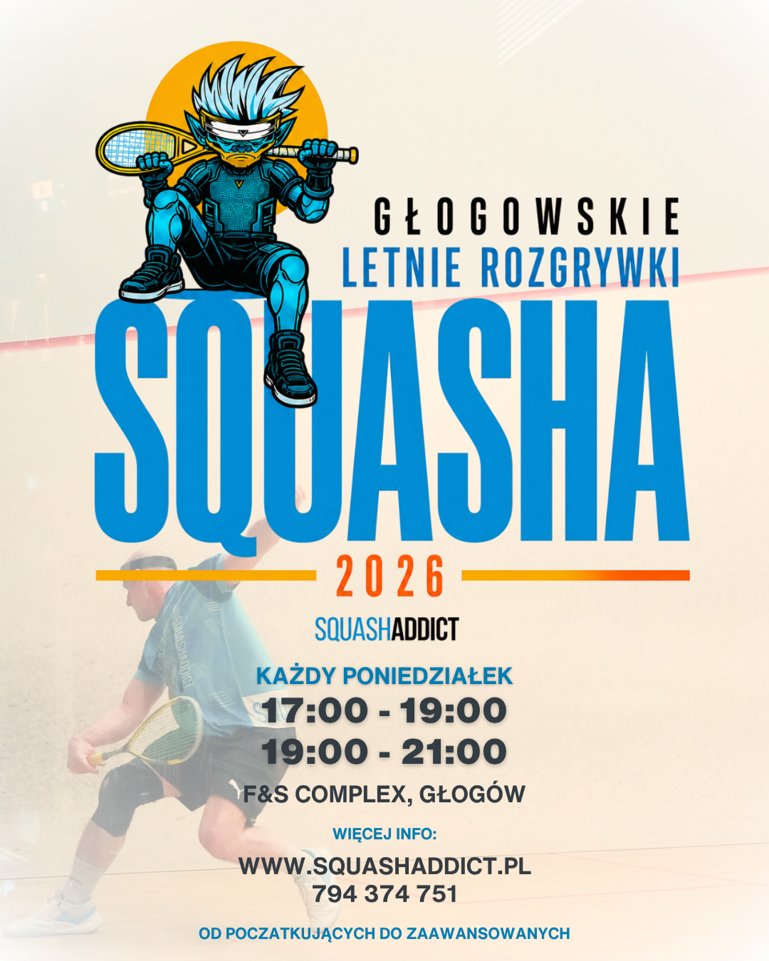 Plakat Głogowskich Letnich Rozgrywek Squasha 2026